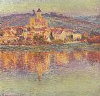 Claude Monet Vetheuil at Sunset painting